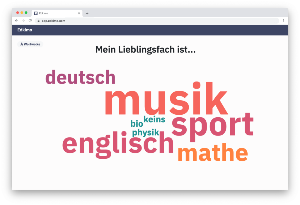 Edkimo-Mentimeter-Wortwolke-Wordcloud-Lieblingsfach