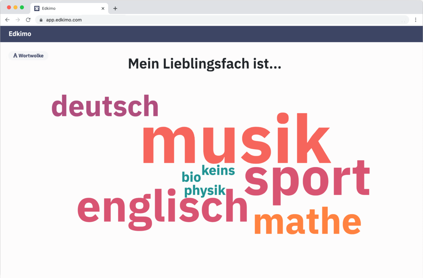 Wortwolke für eine Online-Umfrage mit Edkimo