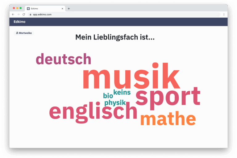 Edkimo-Mentimeter-Wortwolke-Wordcloud-Lieblingsfach