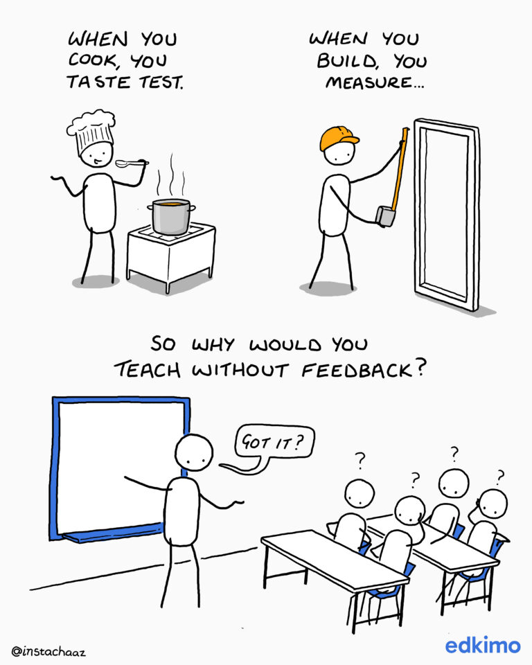 Comic by Chaz Hutton about learning, feedback and improvement.