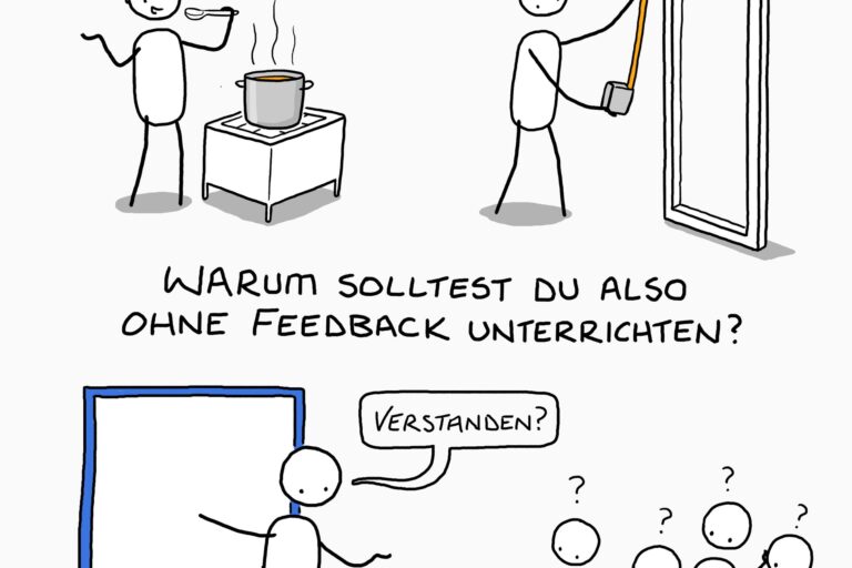 Comic von Chaz Hutton über Lernen und Feedback